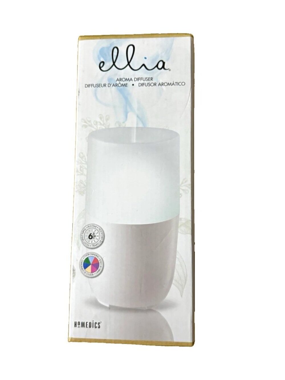 Ellia ARM-520 Ultrasonic Aroma Diffuser, Color-Changing Light, White 100ml
